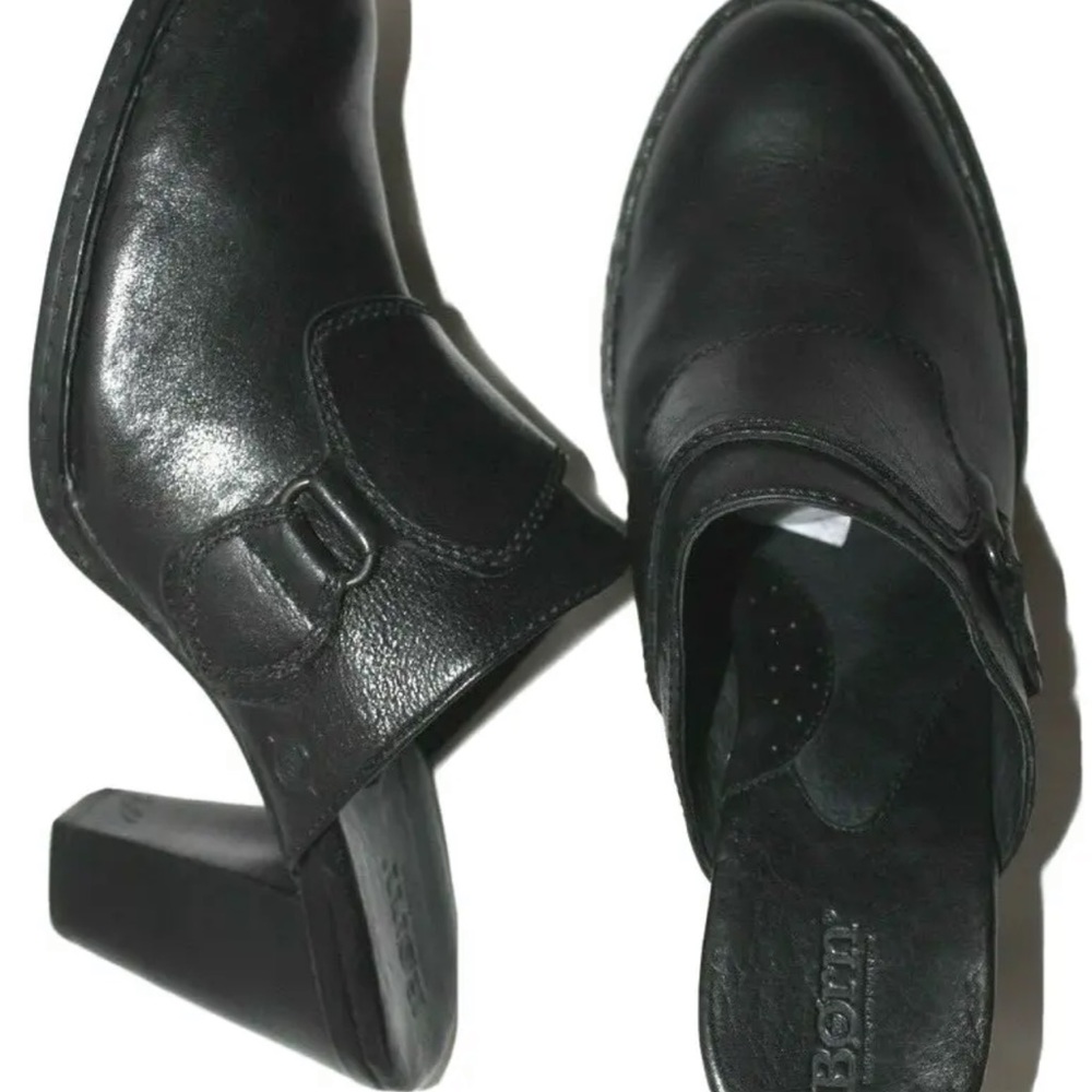 Born Susie Women’s Black Full Grain Leather Western Mule  Clog  W31643 Sz 39
